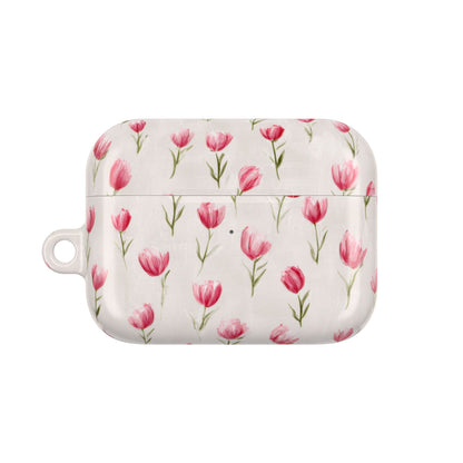 AirPod Case — Pink Watercolor Tulip Floral Protective Cover