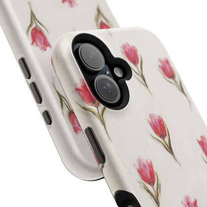 Floral Tulip Pattern Magnetic Impact-Resistant Phone Case