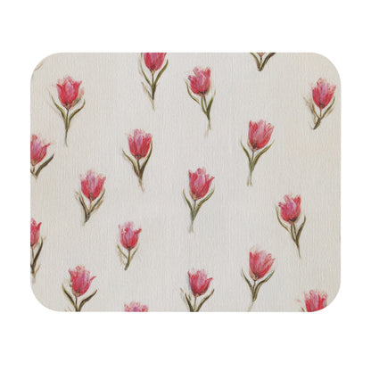 Floral Tulip Mouse Pad — Pink Watercolor Desk Mat
