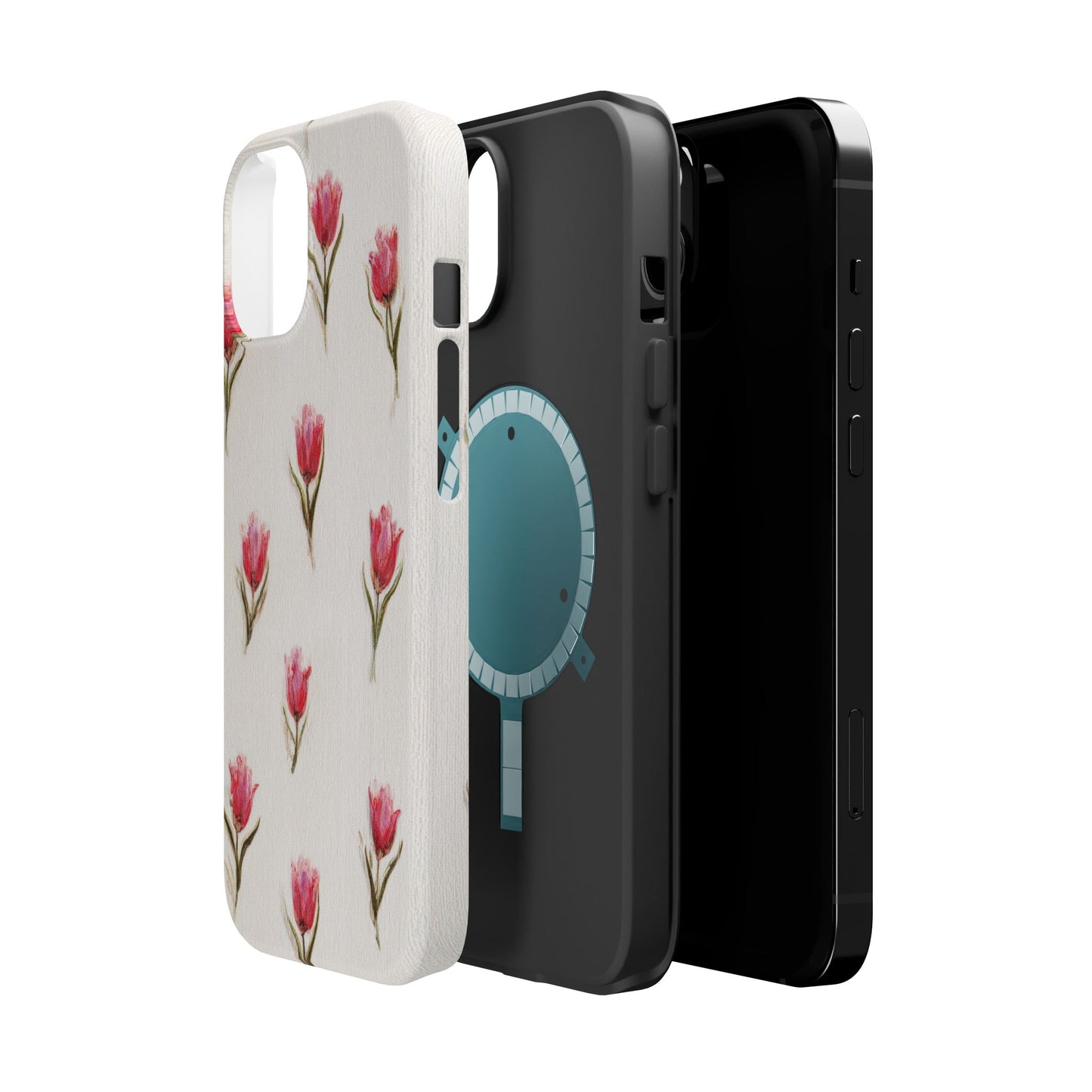 Floral Tulip Pattern Magnetic Impact-Resistant Phone Case