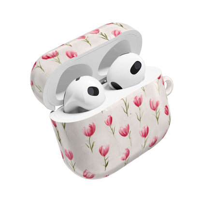 AirPod Case — Pink Watercolor Tulip Floral Protective Cover