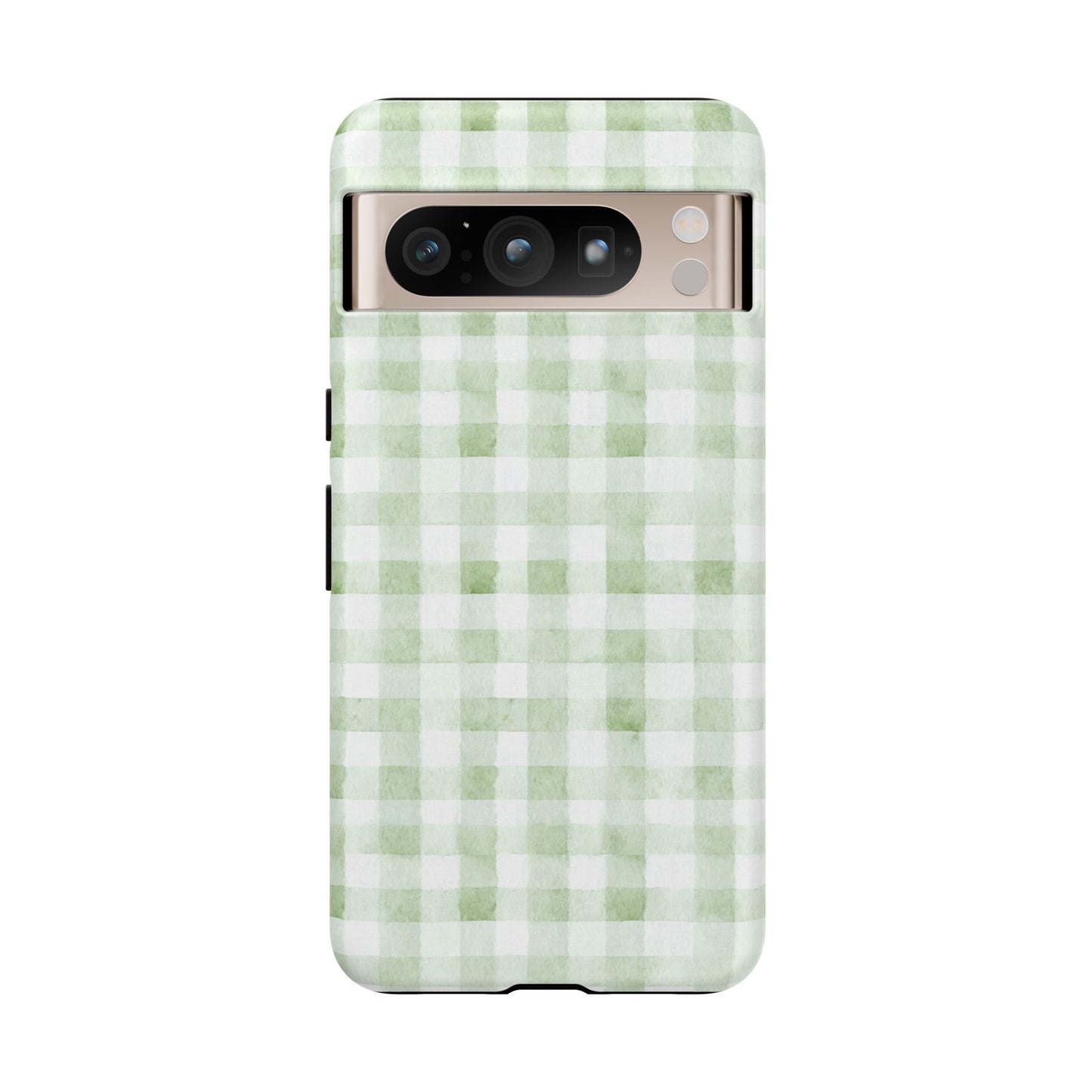 Green Gingham Tough Phone Case — Durable Plaid iPhone Protective Cover
