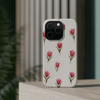 Floral Tulip Pattern Magnetic Impact-Resistant Phone Case