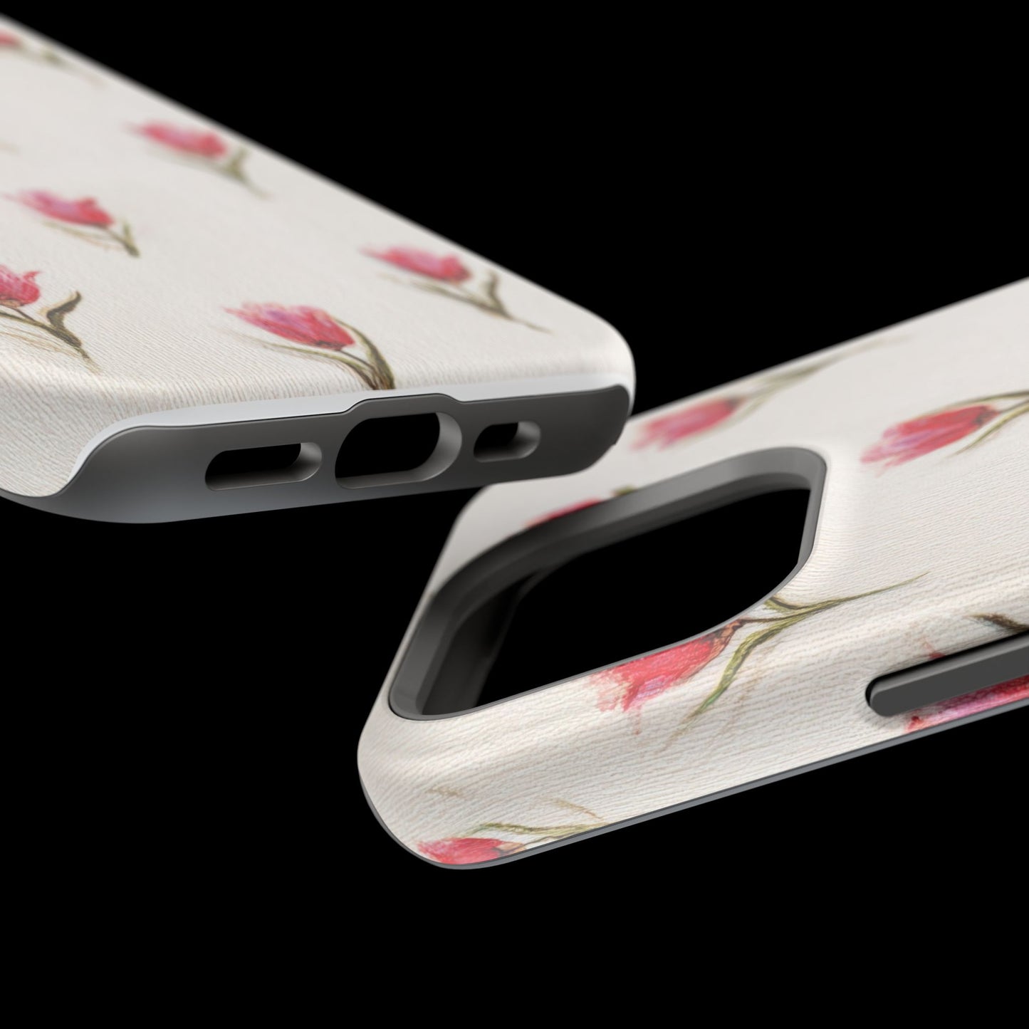 Floral Tulip Pattern Magnetic Impact-Resistant Phone Case