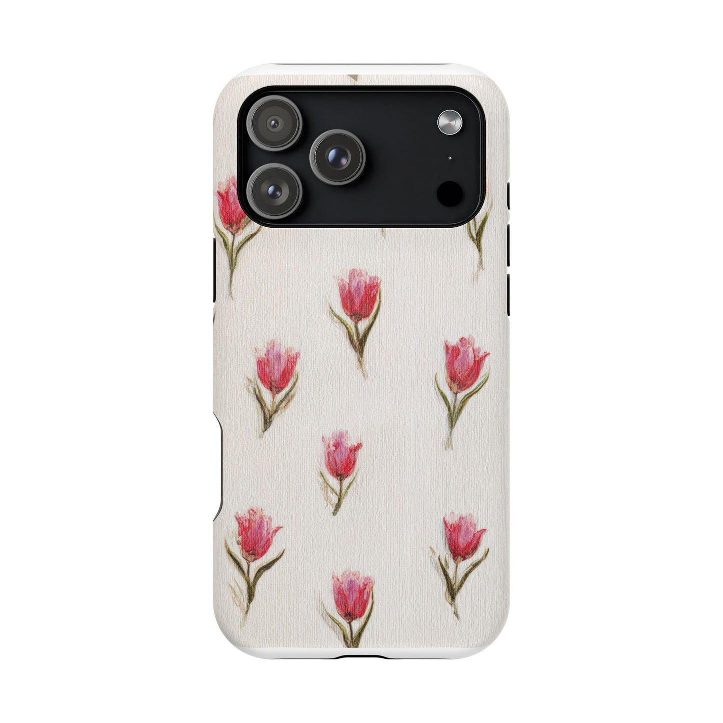 Floral Tulip Pattern Magnetic Impact-Resistant Phone Case