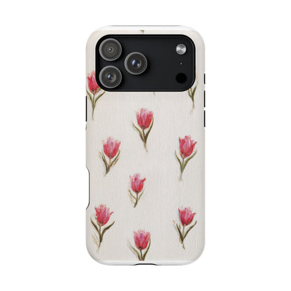 Floral Tulip Pattern Magnetic Impact-Resistant Phone Case