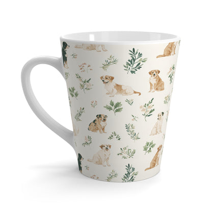 Latte Mug — Watercolor Puppy Pattern Coffee Cup