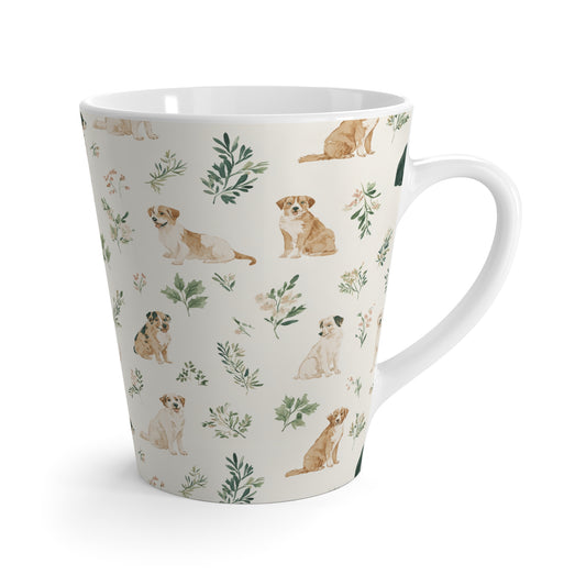 Latte Mug — Watercolor Puppy Pattern Coffee Cup