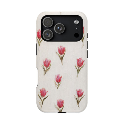 Floral Tulip Pattern Magnetic Impact-Resistant Phone Case