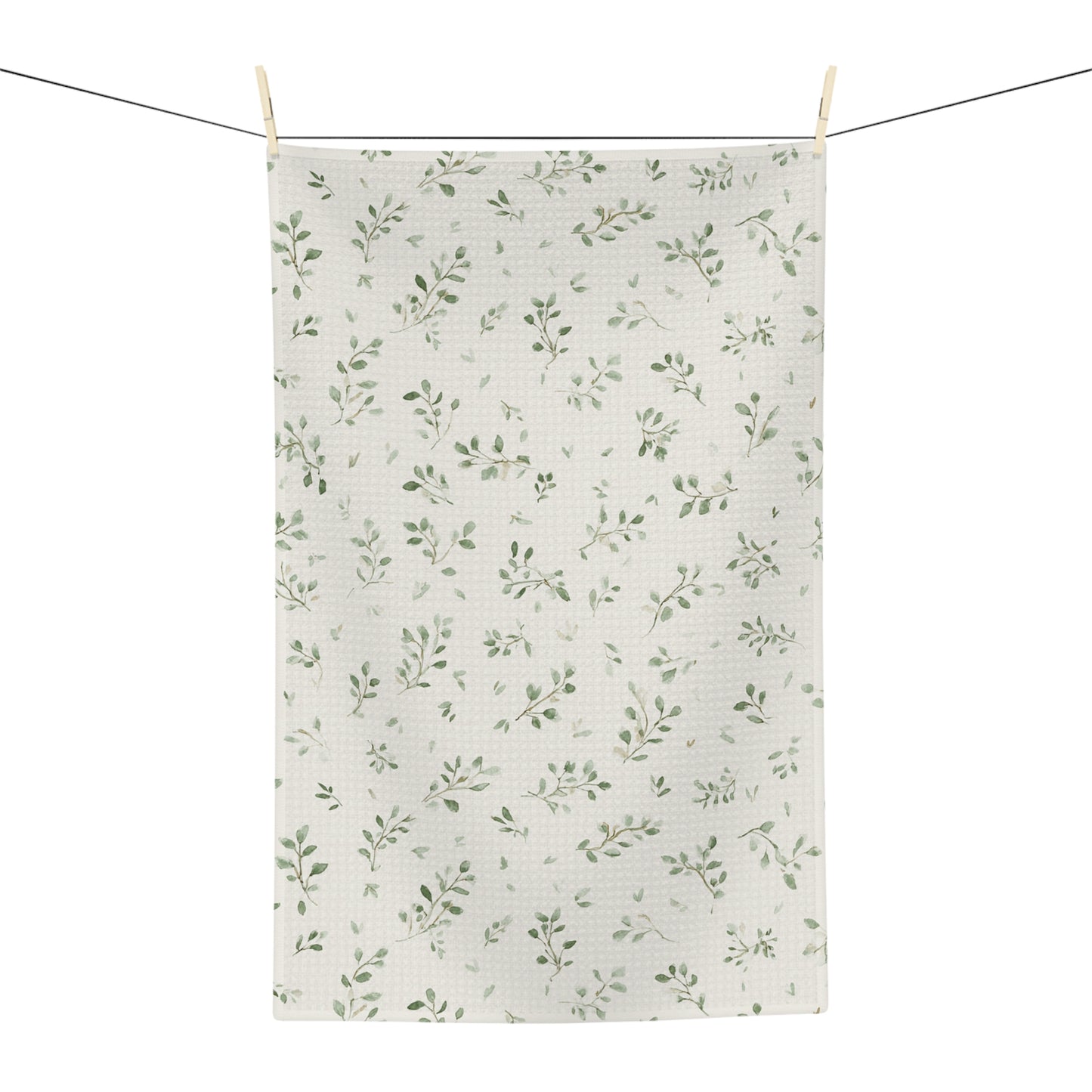 Botanical Sprig Microfiber Tea Towel — Green Leaf Kitchen Towel