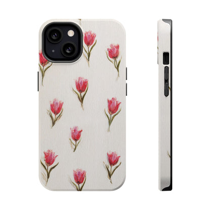 Floral Tulip Pattern Magnetic Impact-Resistant Phone Case