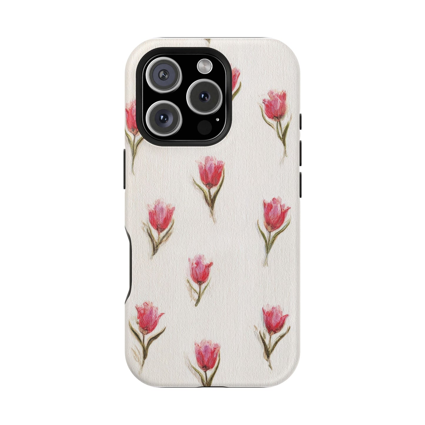 Floral Tulip Pattern Magnetic Impact-Resistant Phone Case