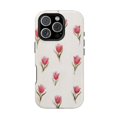 Floral Tulip Pattern Magnetic Impact-Resistant Phone Case