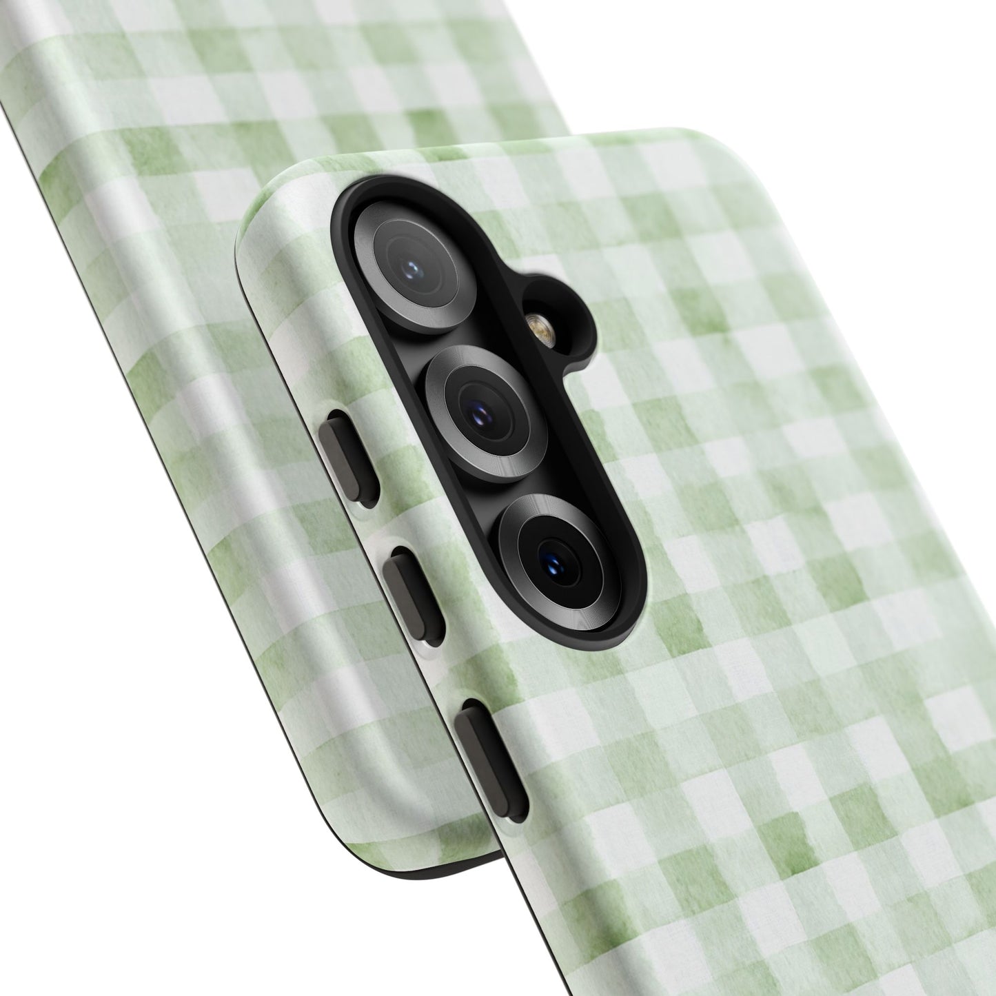 Green Gingham Tough Phone Case — Durable Plaid iPhone Protective Cover
