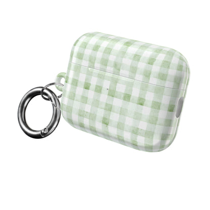 Green Gingham AirPod Case — Pastel Plaid Protective Cover