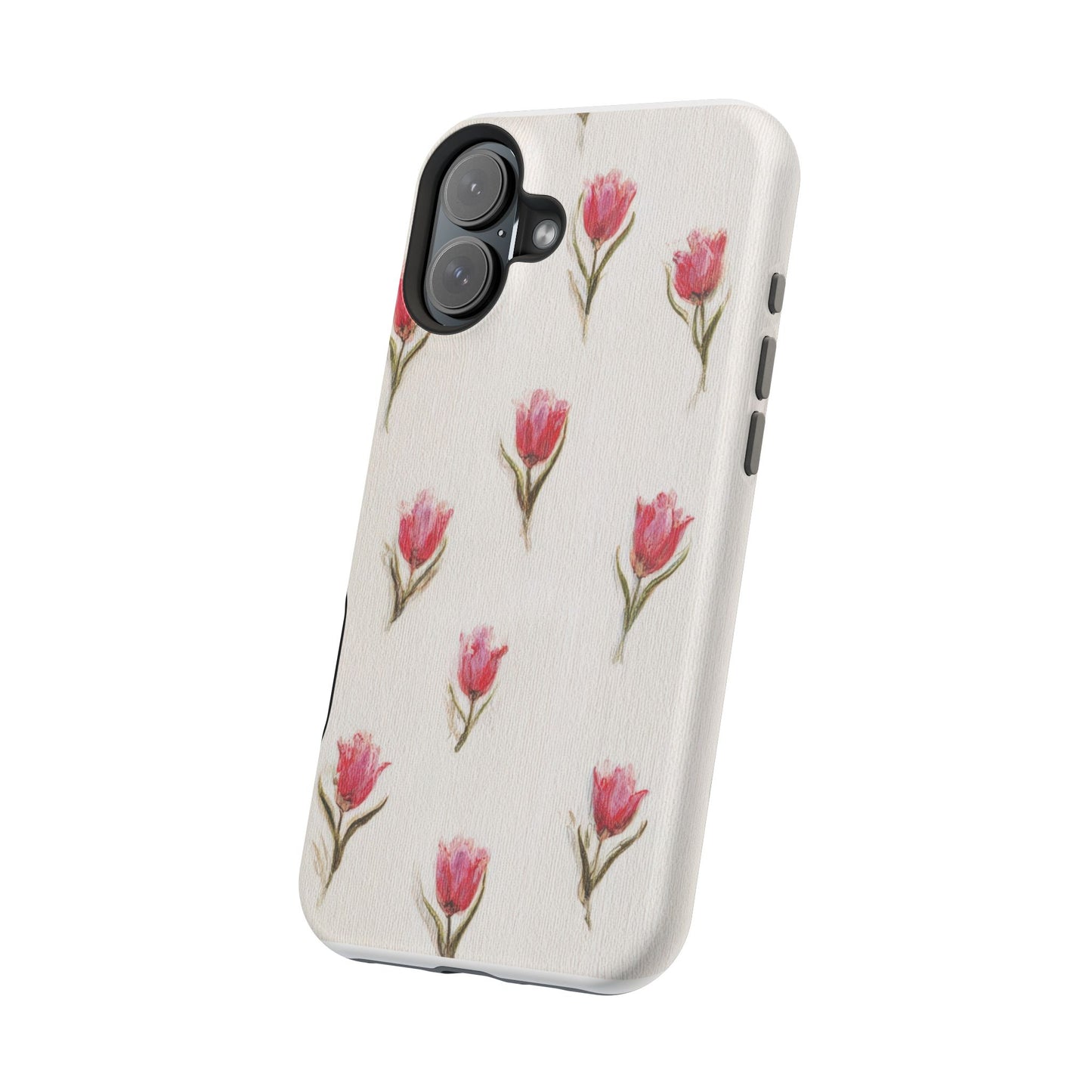 Floral Tulip Pattern Magnetic Impact-Resistant Phone Case