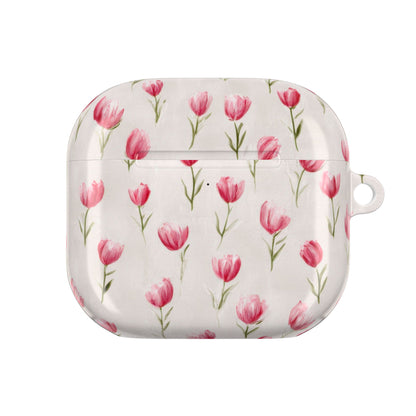 AirPod Case — Pink Watercolor Tulip Floral Protective Cover