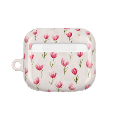 AirPod Case — Pink Watercolor Tulip Floral Protective Cover