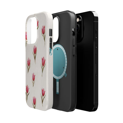 Floral Tulip Pattern Magnetic Impact-Resistant Phone Case