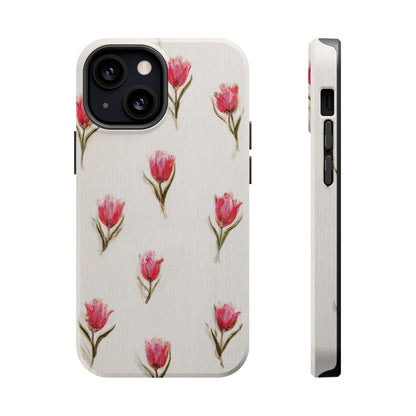 Floral Tulip Pattern Magnetic Impact-Resistant Phone Case