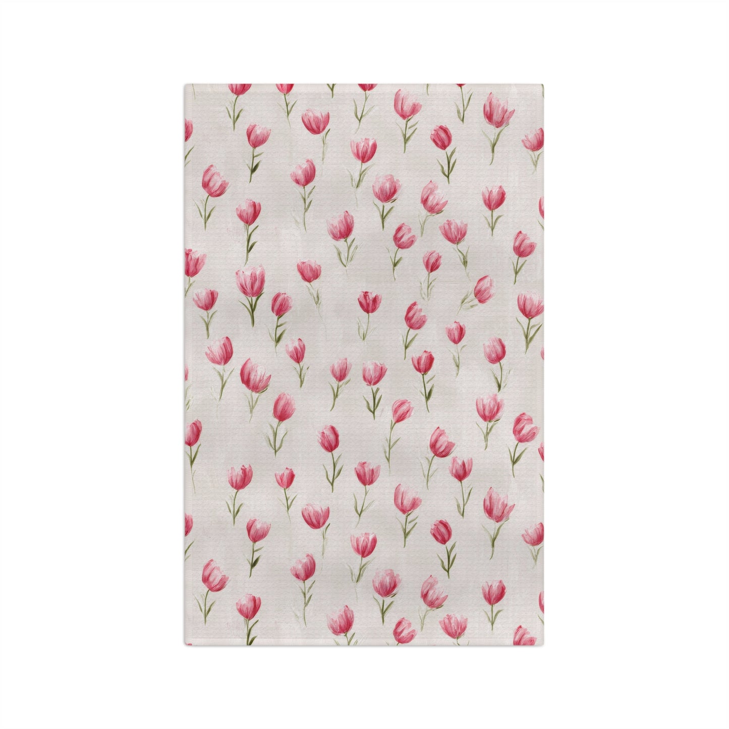 Pink Tulip Microfiber Tea Towel — Floral Kitchen Dish Towel