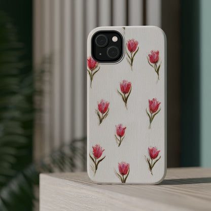 Floral Tulip Pattern Magnetic Impact-Resistant Phone Case
