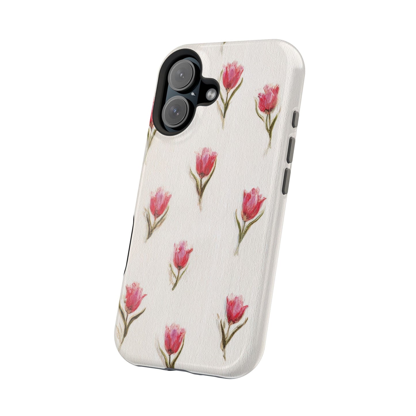 Floral Tulip Pattern Magnetic Impact-Resistant Phone Case