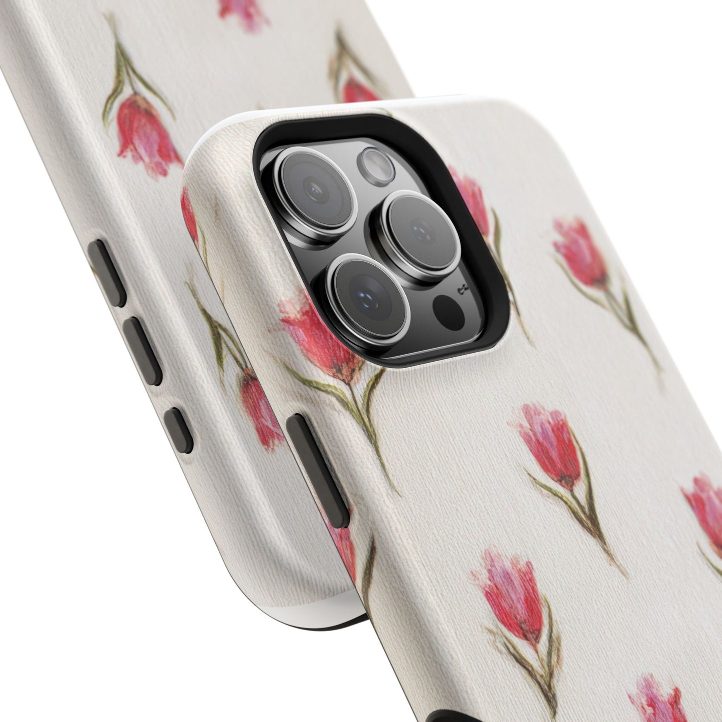 Floral Tulip Pattern Magnetic Impact-Resistant Phone Case