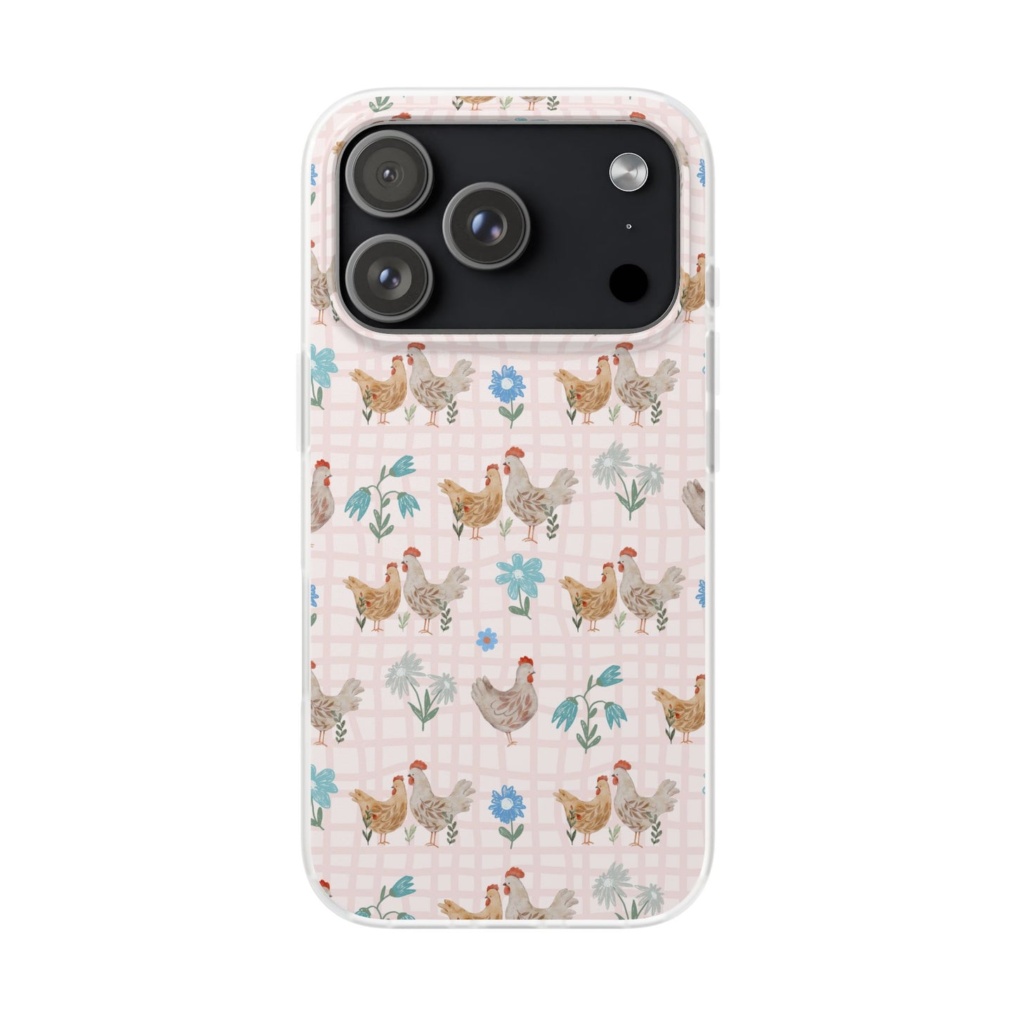 Chicken Pattern Phone Case — Pastel Farmhouse Floral iPhone Cover
