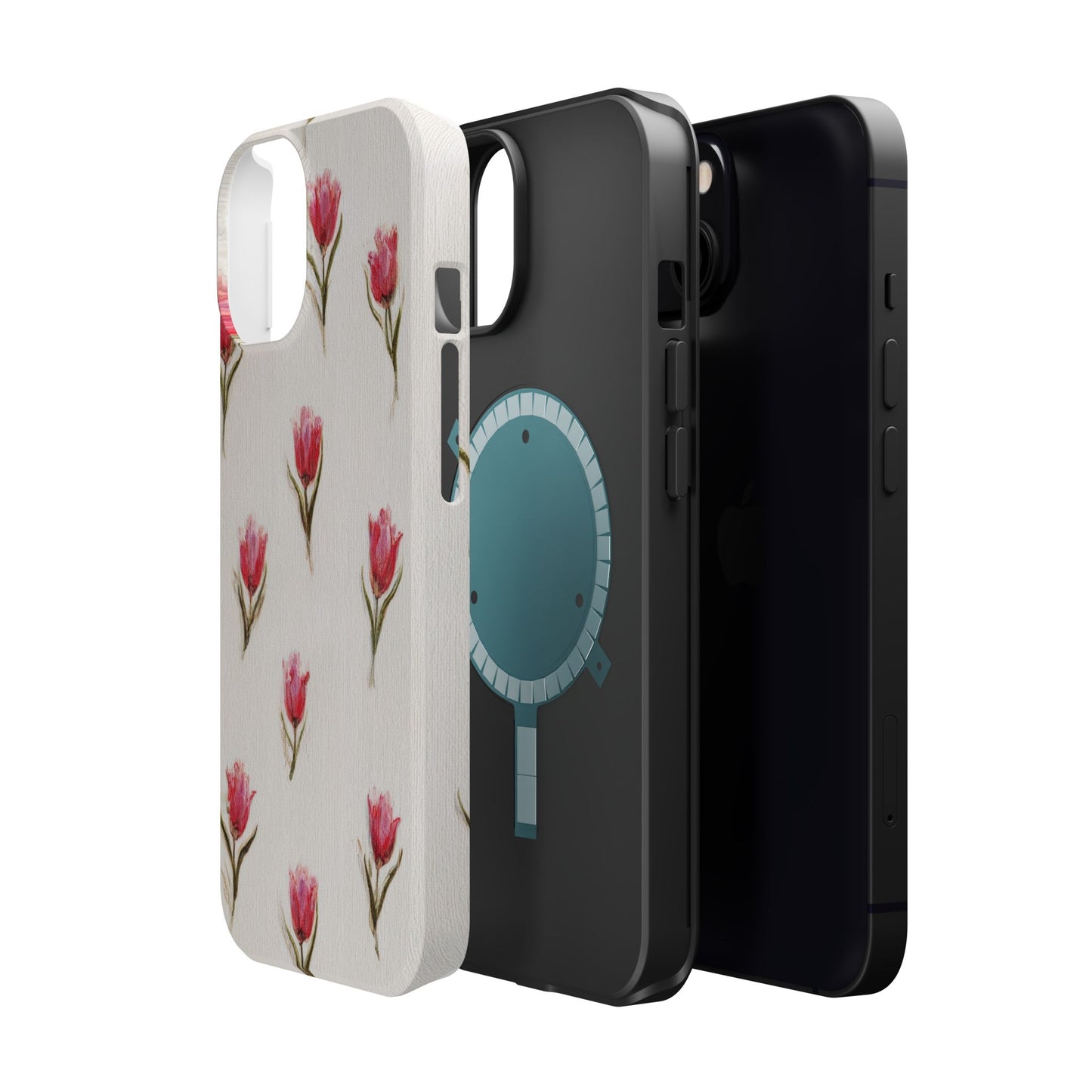 Floral Tulip Pattern Magnetic Impact-Resistant Phone Case
