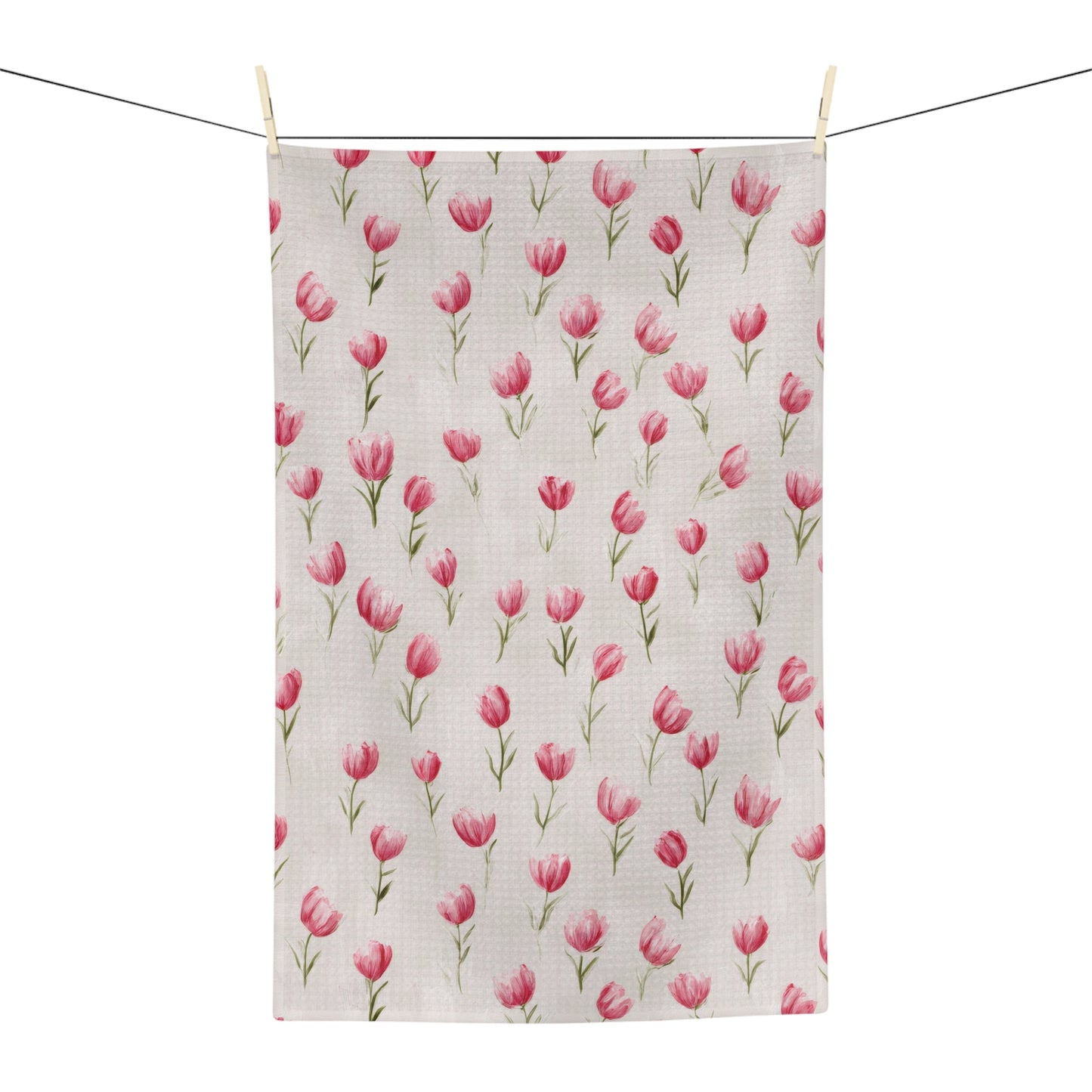Pink Tulip Microfiber Tea Towel — Floral Kitchen Dish Towel
