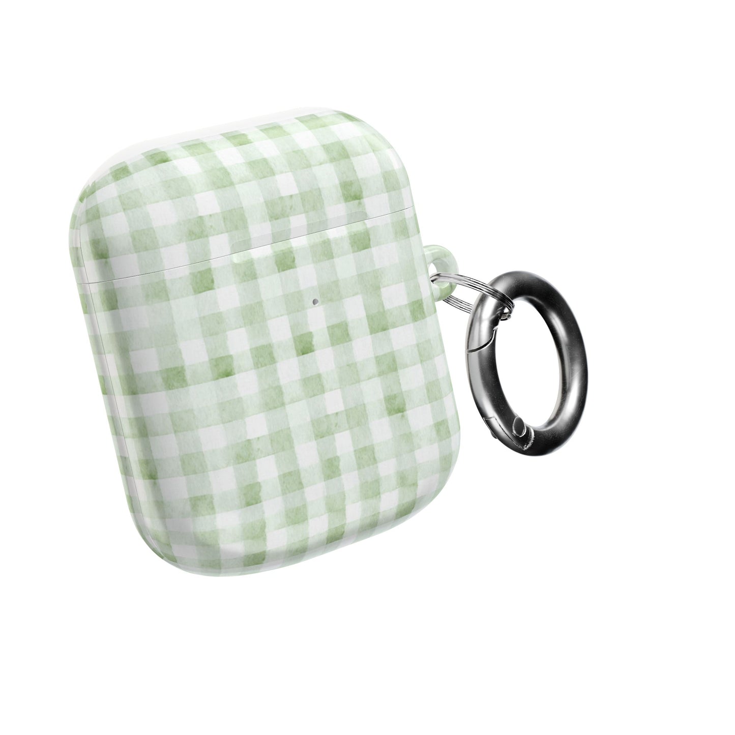 Green Gingham AirPod Case — Pastel Plaid Protective Cover