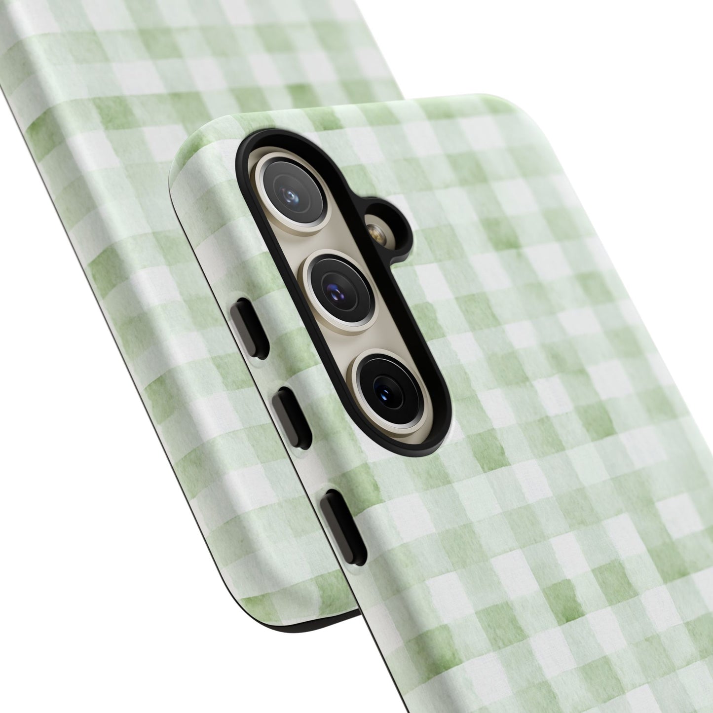 Green Gingham Tough Phone Case — Durable Plaid iPhone Protective Cover
