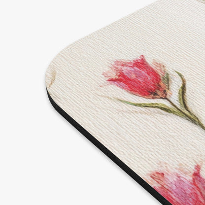 Floral Tulip Mouse Pad — Pink Watercolor Desk Mat