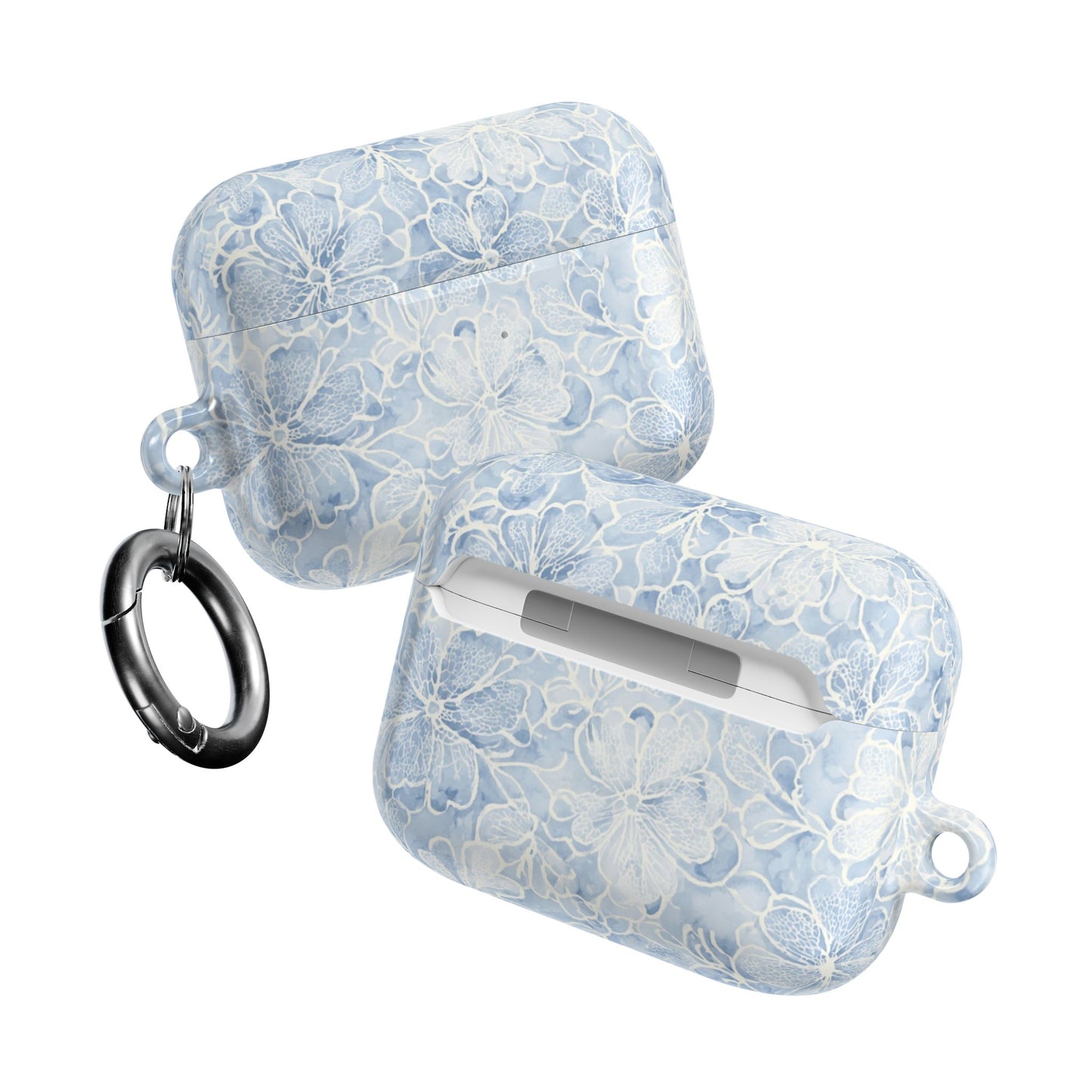 Blue Floral AirPod Case — Watercolor Hydrangea Protective Cover