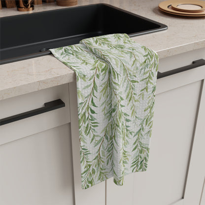 Willow Vine Microfiber Tea Towel — Green Leaf Kitchen Towel