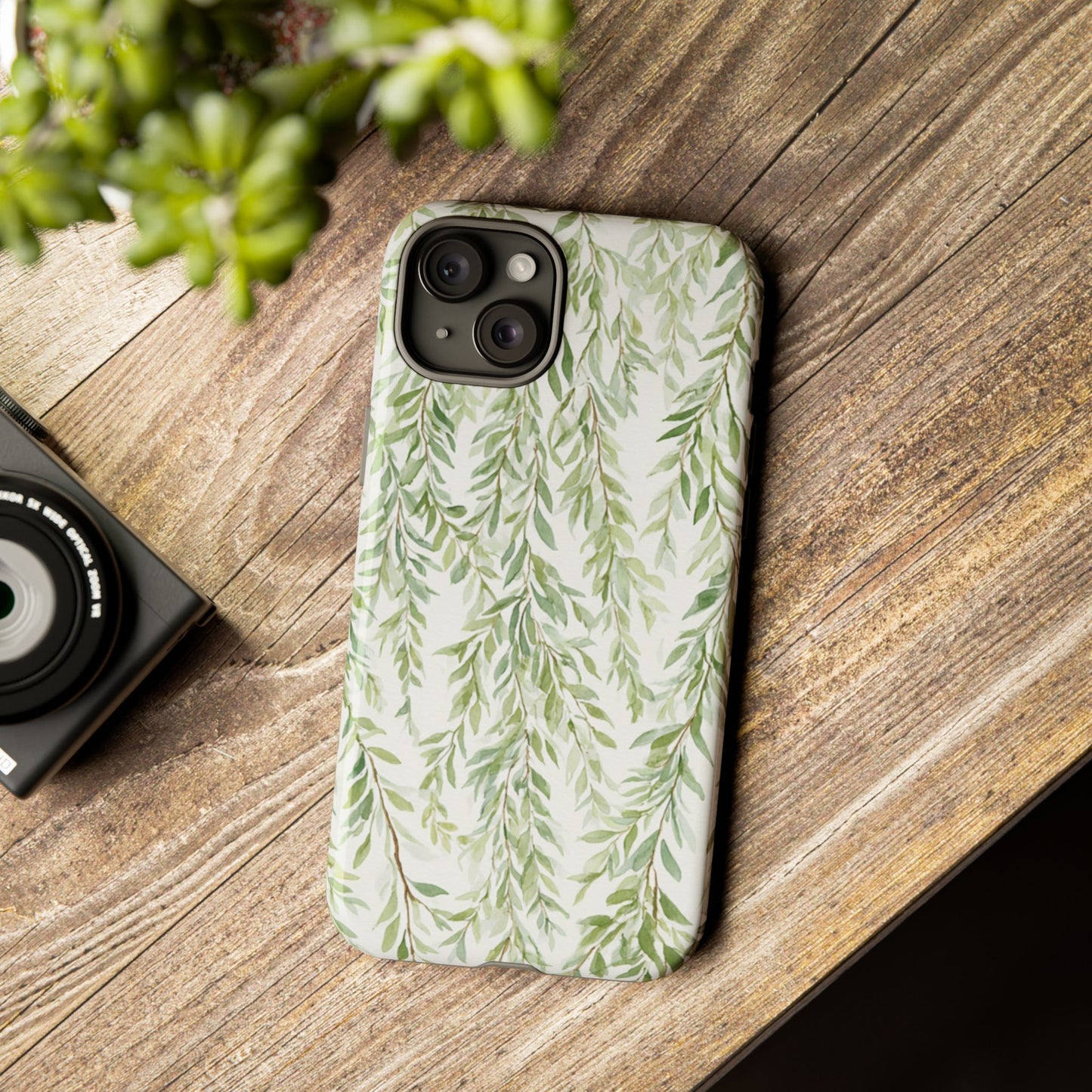 Willow Branch Phone Case — Green Botanical Tough Case