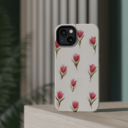 Floral Tulip Pattern Magnetic Impact-Resistant Phone Case
