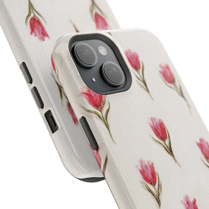 Floral Tulip Pattern Magnetic Impact-Resistant Phone Case
