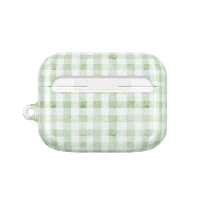Green Gingham AirPod Case — Pastel Plaid Protective Cover
