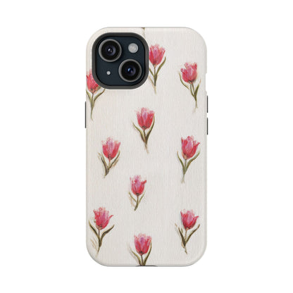 Floral Tulip Pattern Magnetic Impact-Resistant Phone Case