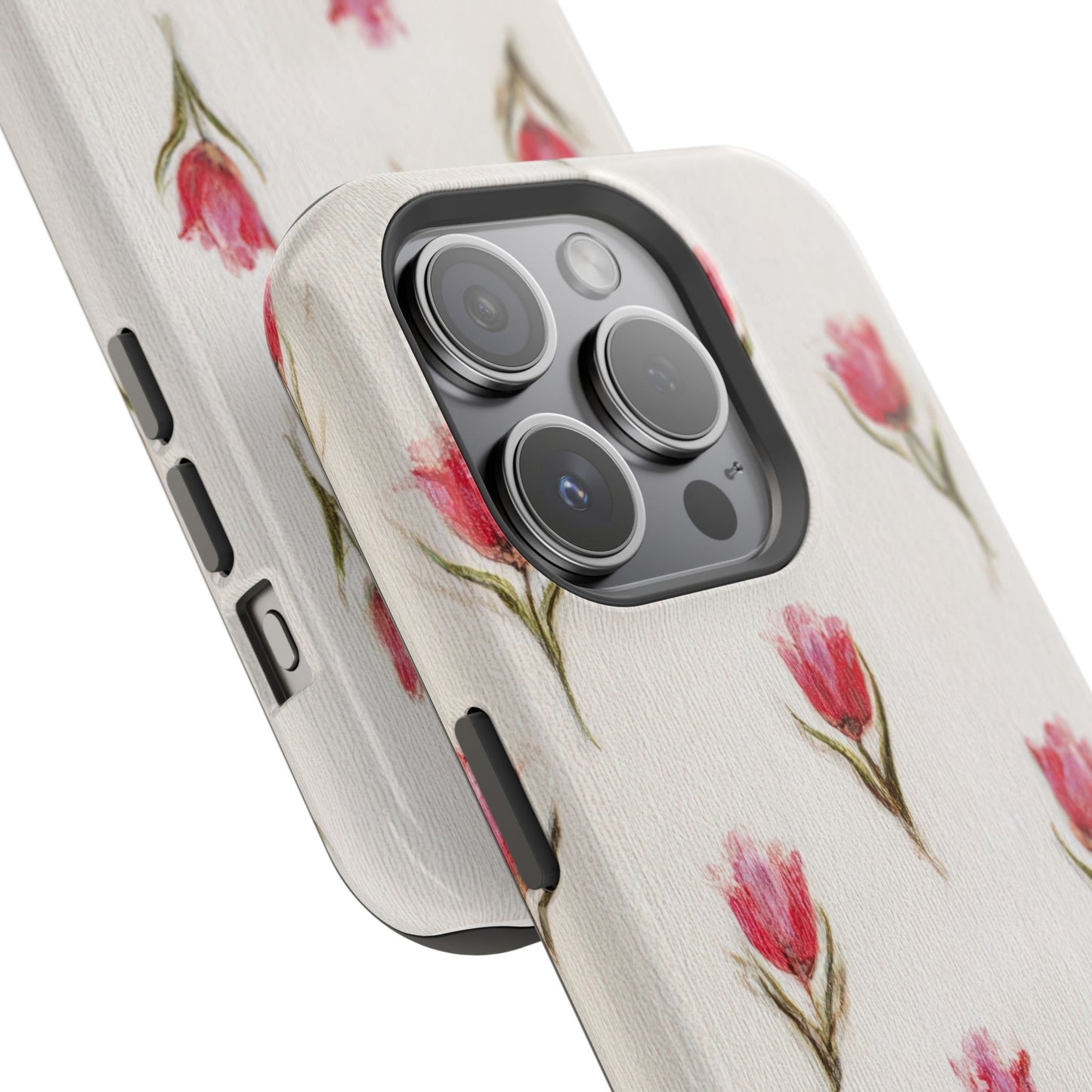 Floral Tulip Pattern Magnetic Impact-Resistant Phone Case