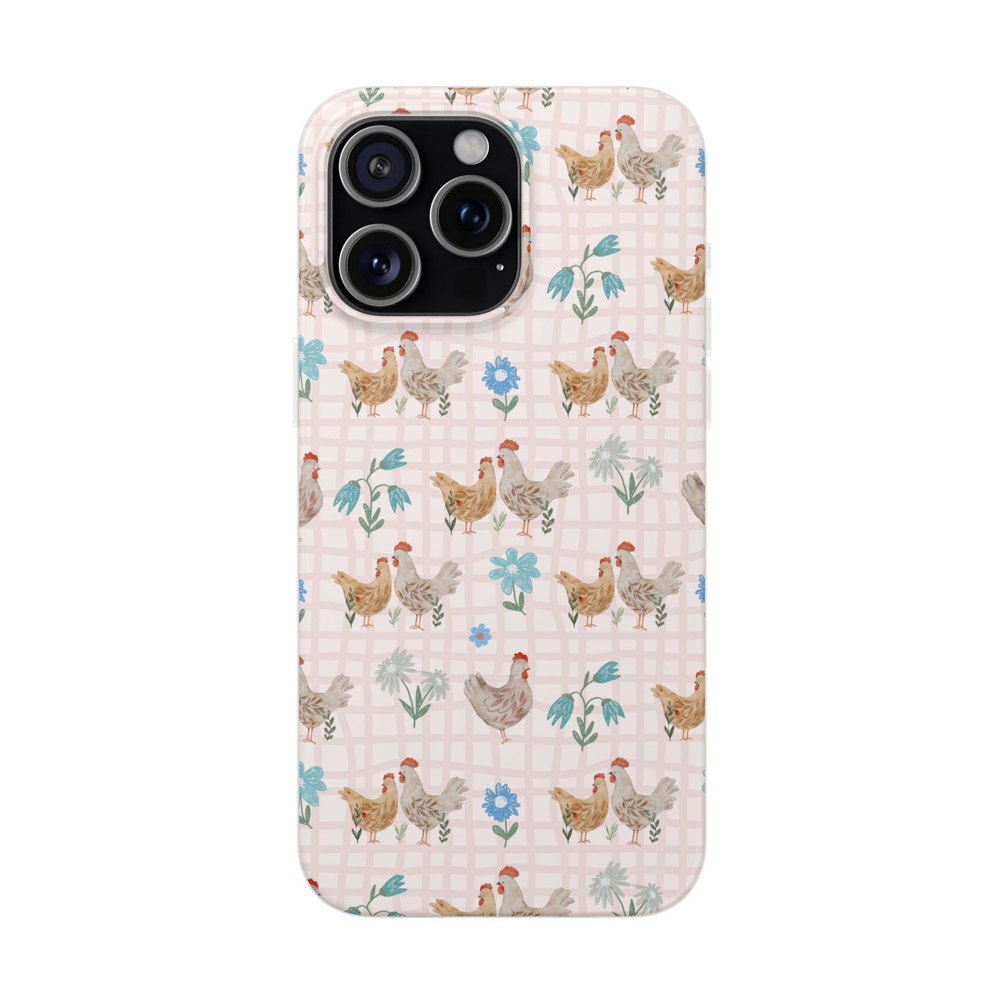 Chicken Pattern Phone Case — Pastel Farmhouse Floral iPhone Cover