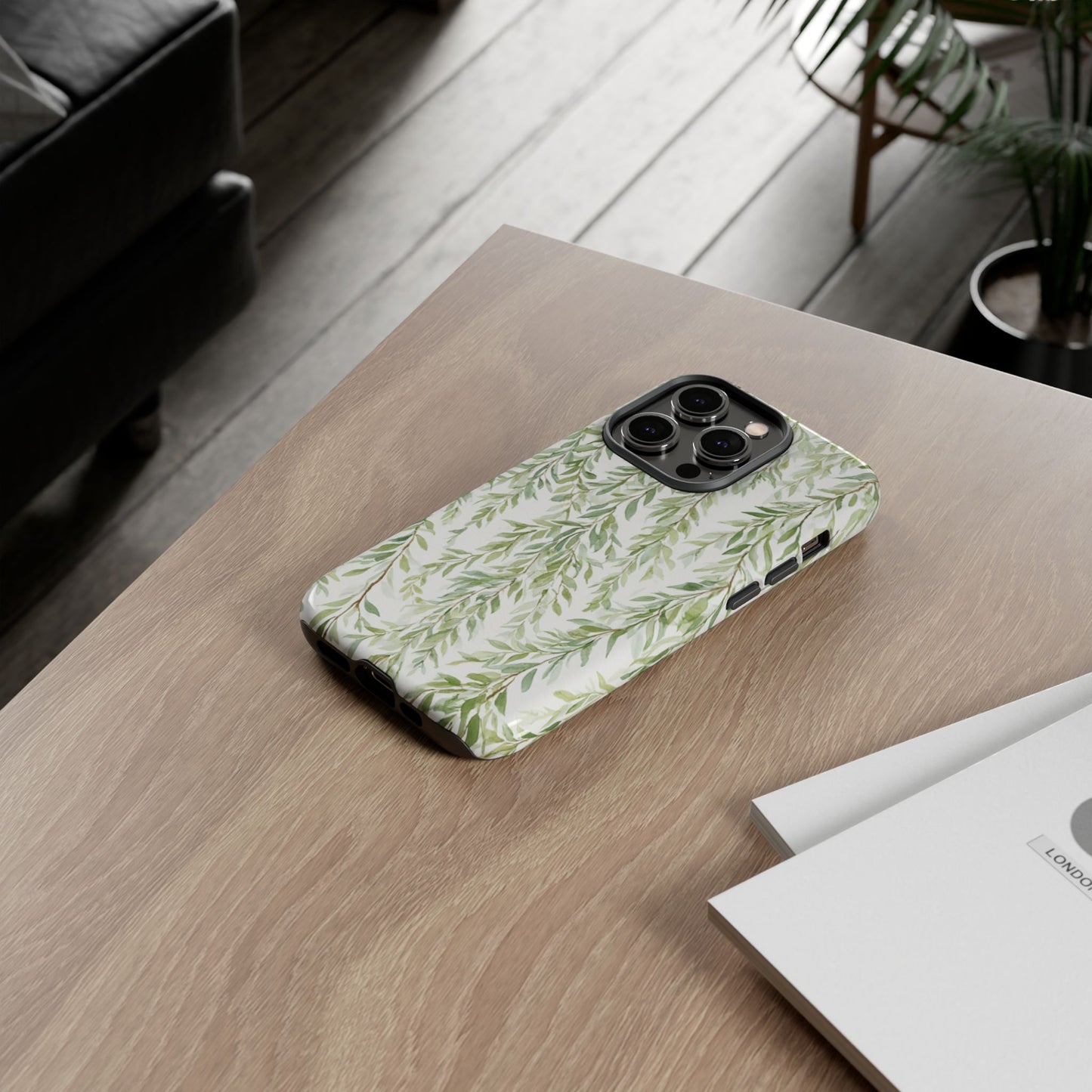Willow Branch Phone Case — Green Botanical Tough Case
