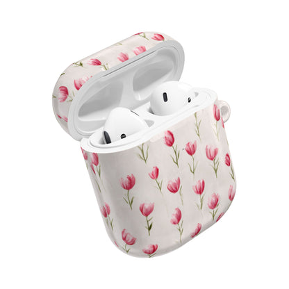 AirPod Case — Pink Watercolor Tulip Floral Protective Cover