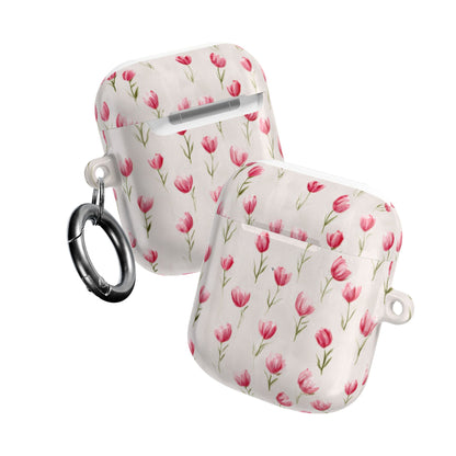 AirPod Case — Pink Watercolor Tulip Floral Protective Cover