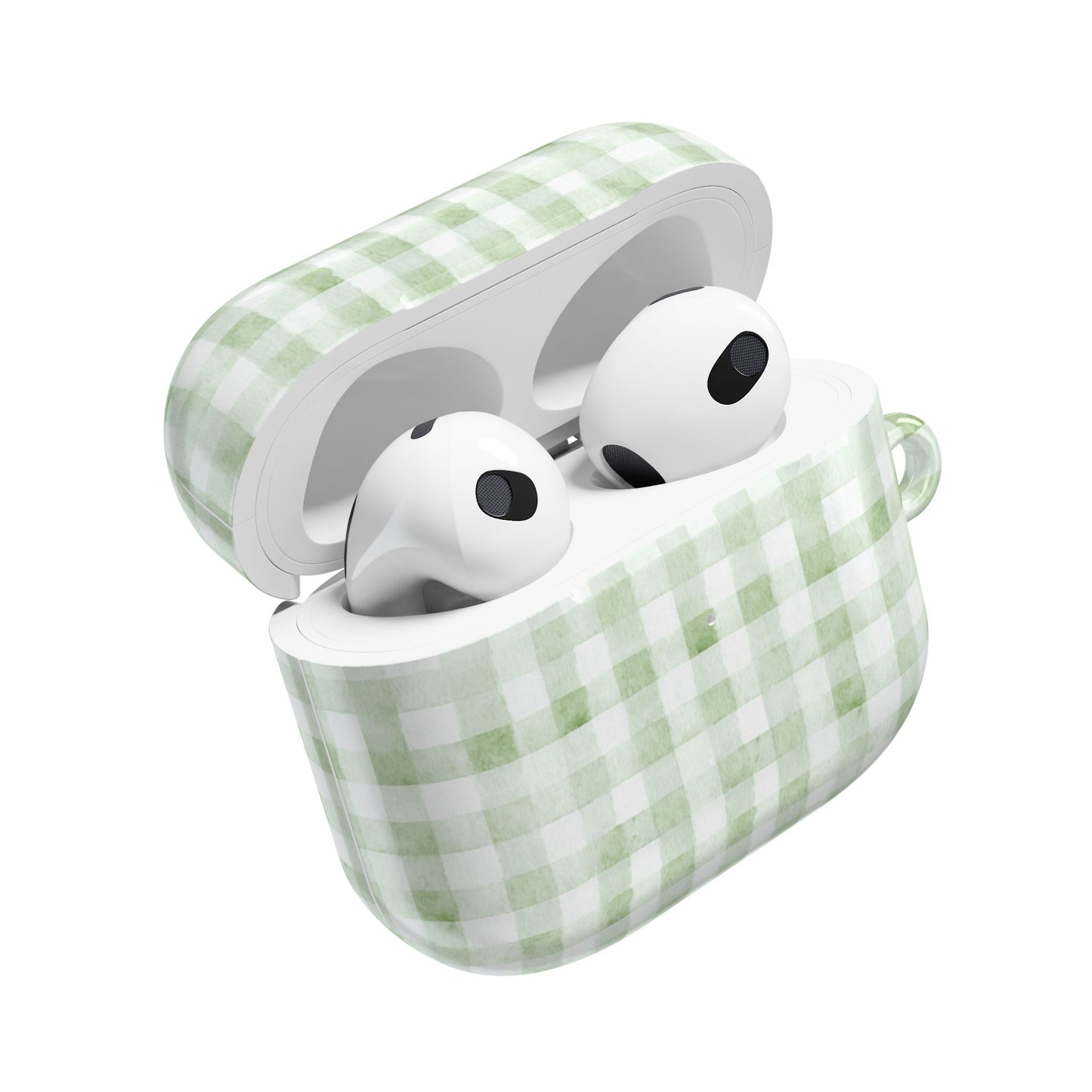 Green Gingham AirPod Case — Pastel Plaid Protective Cover