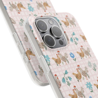Chicken Pattern Phone Case — Pastel Farmhouse Floral iPhone Cover