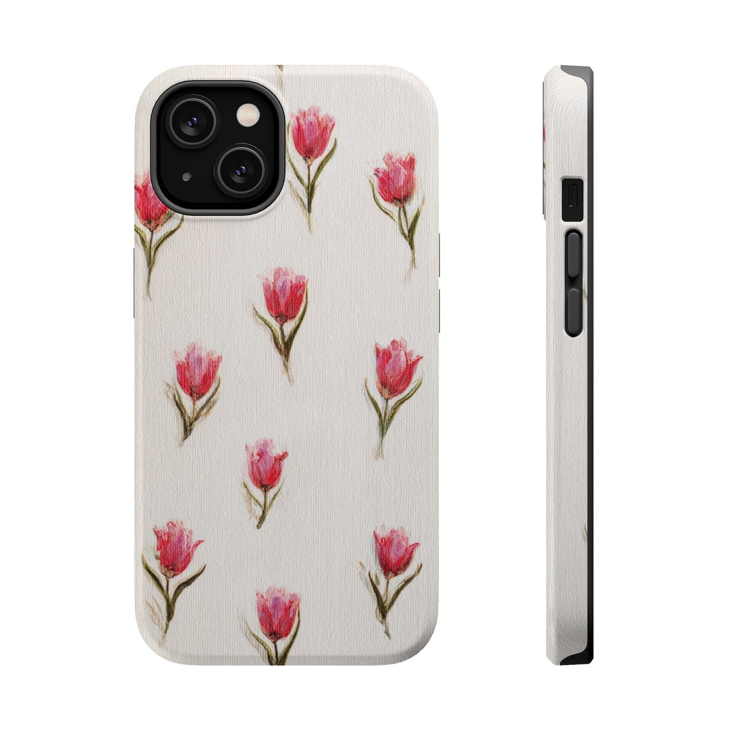 Floral Tulip Pattern Magnetic Impact-Resistant Phone Case