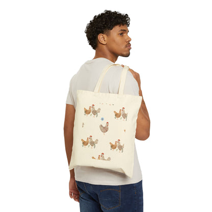 Chicken Pattern Cotton Tote Bag – Farmhouse Hen Market Bag